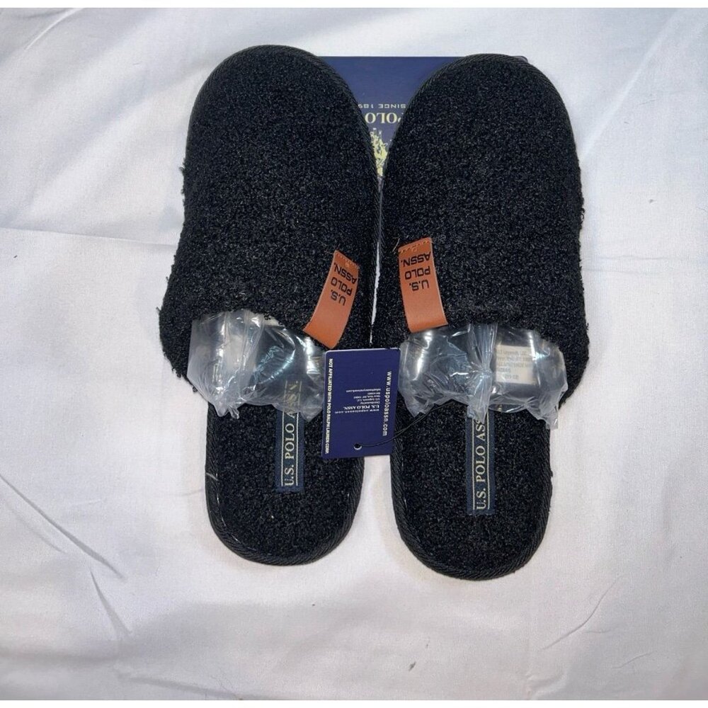 NEW US Polo Assn Men’s Indoor/Outdoor Sherpa Slippers Sz L 11/12